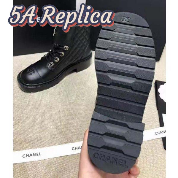 Replica Chanel Women Lace-Ups Shiny Goatskin & Calfskin Black 2 cm Heel 11