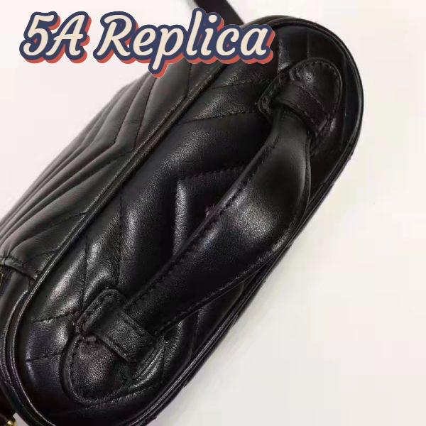 Replica Gucci Unisex GG Marmont Mini Bag Black Chevron Matelassé Leather Double G 10