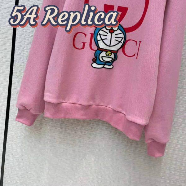 Replica Gucci Women Doraemon x Gucci Cotton Sweatshirt Crewneck Oversized Fit-Pink 7