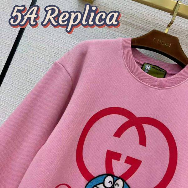 Replica Gucci Women Doraemon x Gucci Cotton Sweatshirt Crewneck Oversized Fit-Pink 9