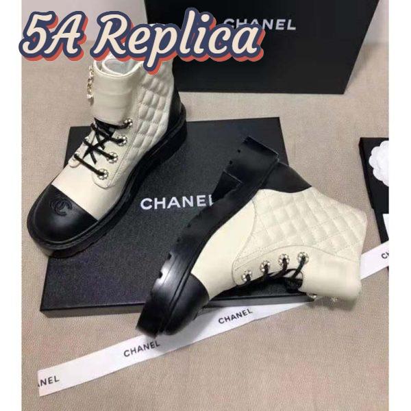 Replica Chanel Women Lace-Ups Shiny Goatskin & Calfskin White 2 cm Heel 6
