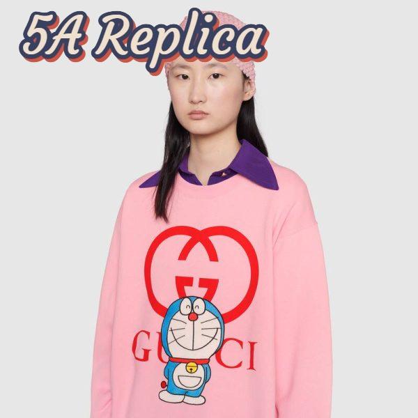Replica Gucci Women Doraemon x Gucci Cotton Sweatshirt Crewneck Oversized Fit-Pink 13