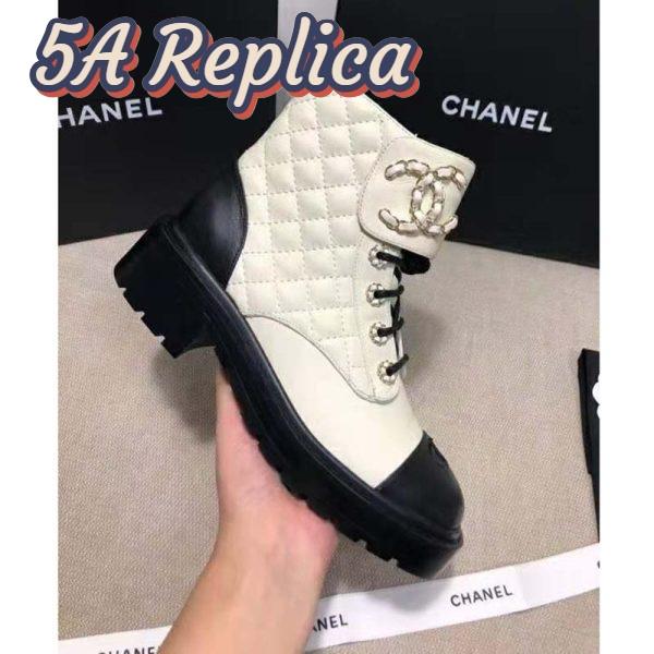 Replica Chanel Women Lace-Ups Shiny Goatskin & Calfskin White 2 cm Heel 10