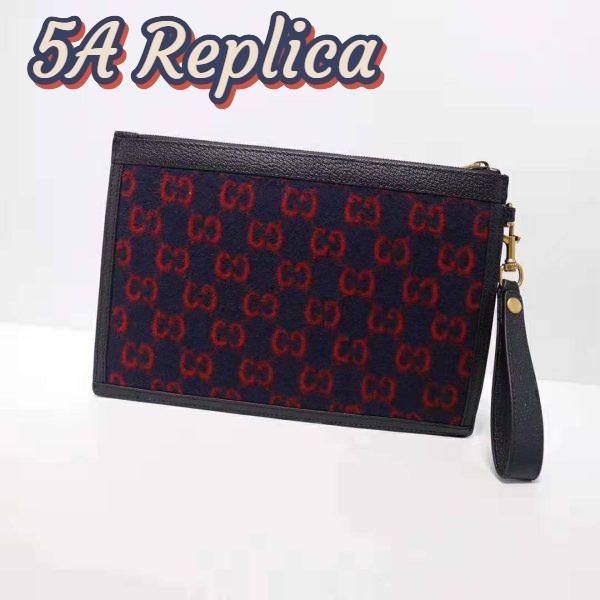 Replica Gucci GG Unisex GG Wool Pouch in Blue and Red GG Wool 3