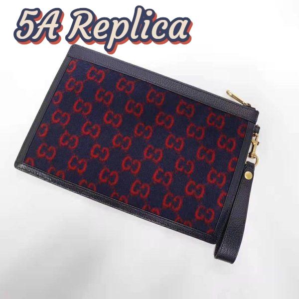Replica Gucci GG Unisex GG Wool Pouch in Blue and Red GG Wool 5