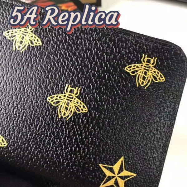 Replica Gucci GG Unisex Bee Star Leather Zip Around Wallet in Black Metal-Free Tanned Leather 10