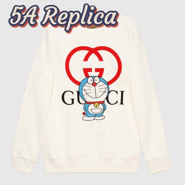 Replica Gucci Women Doraemon x Gucci Cotton Sweatshirt Crewneck Oversized Fit-White