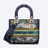 Replica Dior Women Medium Lady D-lite Bag Latte Multicolor Dior Constellation Embroidery-Blue