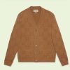Replica Gucci Women GG Wool Cardigan Beige V-Neck Collar Two Front Pockets