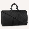 Replica Louis Vuitton LV Unisex Keepall Bandoulière 50 Bag Black Taurillon Monogram Leather