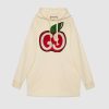Replica Gucci Women Hooded Dress with GG Apple Print White Organic Cotton Jersey