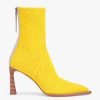 Replica Fendi Women High-Tech Yellow Jacquard Ankle Boots FFrame Pointed-Toe