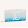 Replica Louis Vuitton Unisex Zippy Wallet Blue Monogram Coated Canvas Cowhide Leather