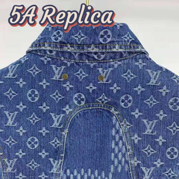 Replica Louis Vuitton Men Giant Damier Waves Monogram Denim Jacket Cotton Regular Fit-Blue 6