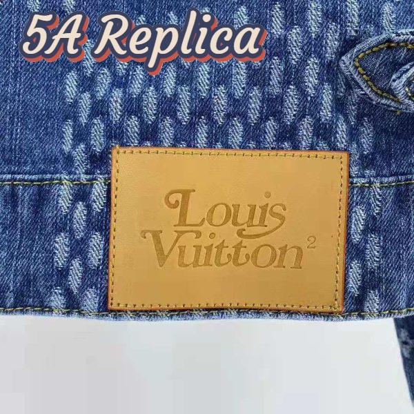 Replica Louis Vuitton Men Giant Damier Waves Monogram Denim Jacket Cotton Regular Fit-Blue 10