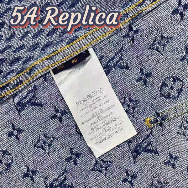 Replica Louis Vuitton Men Giant Damier Waves Monogram Denim Jacket Cotton Regular Fit-Blue 11