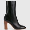 Replica Gucci GG Women Ankle Boot with Interlocking G Black Leather 9 cm Heel