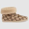Replica Gucci Unisex GG Wool Ankle Boot in Textured Fabrics-Beige
