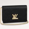 Replica Louis Vuitton Women LV Twist Belt Chain Pouch Black Epi Grained Cowhide Leather