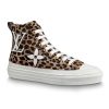 Replica Louis Vuitton LV Unisex Stellar Sneaker Boot in Pony-Styled Calf Leather with Giant LV Monogram Flowers-Brown