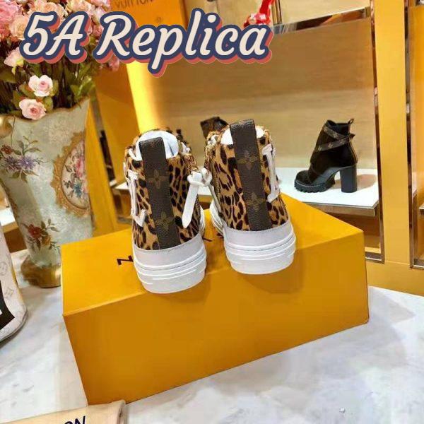 Replica Louis Vuitton LV Unisex Stellar Sneaker Boot in Pony-Styled Calf Leather with Giant LV Monogram Flowers-Brown 9