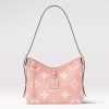 Replica Louis Vuitton Women LV CarryAll PM Handbag Pink Embossed Supple Grained Cowhide