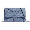 Replica Chanel Women Large Flap Bag Denim & Silver-Tone Metal-Blue