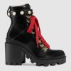 Replica Gucci Women Gucci Leather Ankle Boot in Black Shiny Leather 7.6 cm