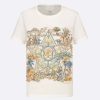 Replica Dior Men CD T-Shirt White Cotton Linen Jersey Multicolor Étoile De Voyage Motif