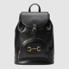 Replica Gucci Women GG Gucci Horsebit 1955 Backpack in Black Leather