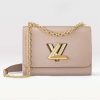 Replica Louis Vuitton LV Women Twist MM Handbag Galet Gray Epi Grained Cowhide Leather