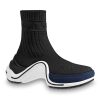 Replica Louis Vuitton LV Women LV Archlight Sneaker Boot in Black and Blue Stretch Textile