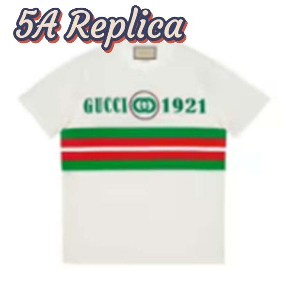 Replica Gucci GG Men Cotton T-Shirt White Cotton Jersey Crewneck Oversize Fit 2