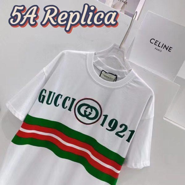 Replica Gucci GG Men Cotton T-Shirt White Cotton Jersey Crewneck Oversize Fit 4