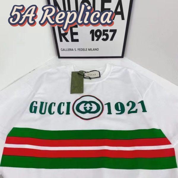 Replica Gucci GG Men Cotton T-Shirt White Cotton Jersey Crewneck Oversize Fit 6