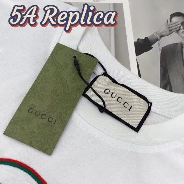 Replica Gucci GG Men Cotton T-Shirt White Cotton Jersey Crewneck Oversize Fit 10