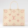 Replica Louis Vuitton Women OnTheGo MM Tote Pink Embossed Supple Grained Cowhide Leather