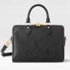 Replica Louis Vuitton Women Speedy Bandoulière 25 Handbag Black Embossed Supple Grained Cowhide Leather