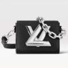 Replica Louis Vuitton Women Twist Lock XL Black Epi Cowhide Leather Microfiber Lining