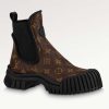 Replica Louis Vuitton Women LV Ruby Flat Ankle Boot Cacao Brown Patent Monogram Canvas