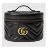 Replica Gucci Unisex GG Marmont Cosmetic Case Black Matelassé Chevron Leather Double G
