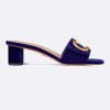 Replica Dior Women CD C’est Dior Heeled Slide Cobalt Blue Velvet 5 CM Heel