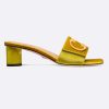 Replica Dior Women CD C’est Dior Heeled Slide Lime Yellow Velvet 5 CM Heel