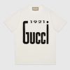 Replica Gucci GG Women Crystal 1921 Gucci Cotton T-Shirt Crewneck Oversize Fit