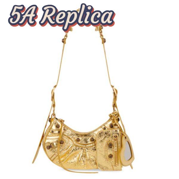 Replica Balenciaga Women Le Cagole XS Shoulder Bag Gold Metallized Arena Lambskin