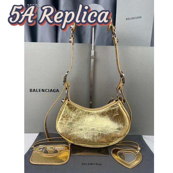 Replica Balenciaga Women Le Cagole XS Shoulder Bag Gold Metallized Arena Lambskin 3