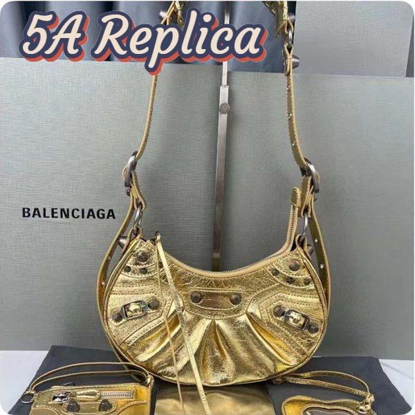 Replica Balenciaga Women Le Cagole XS Shoulder Bag Gold Metallized Arena Lambskin 4