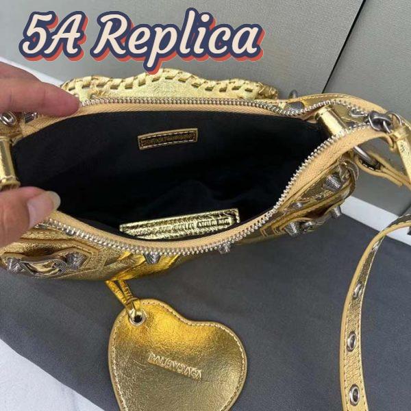 Replica Balenciaga Women Le Cagole XS Shoulder Bag Gold Metallized Arena Lambskin 7