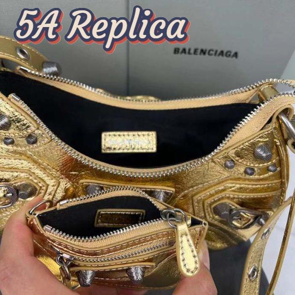 Replica Balenciaga Women Le Cagole XS Shoulder Bag Gold Metallized Arena Lambskin 8