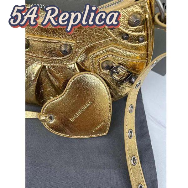 Replica Balenciaga Women Le Cagole XS Shoulder Bag Gold Metallized Arena Lambskin 10